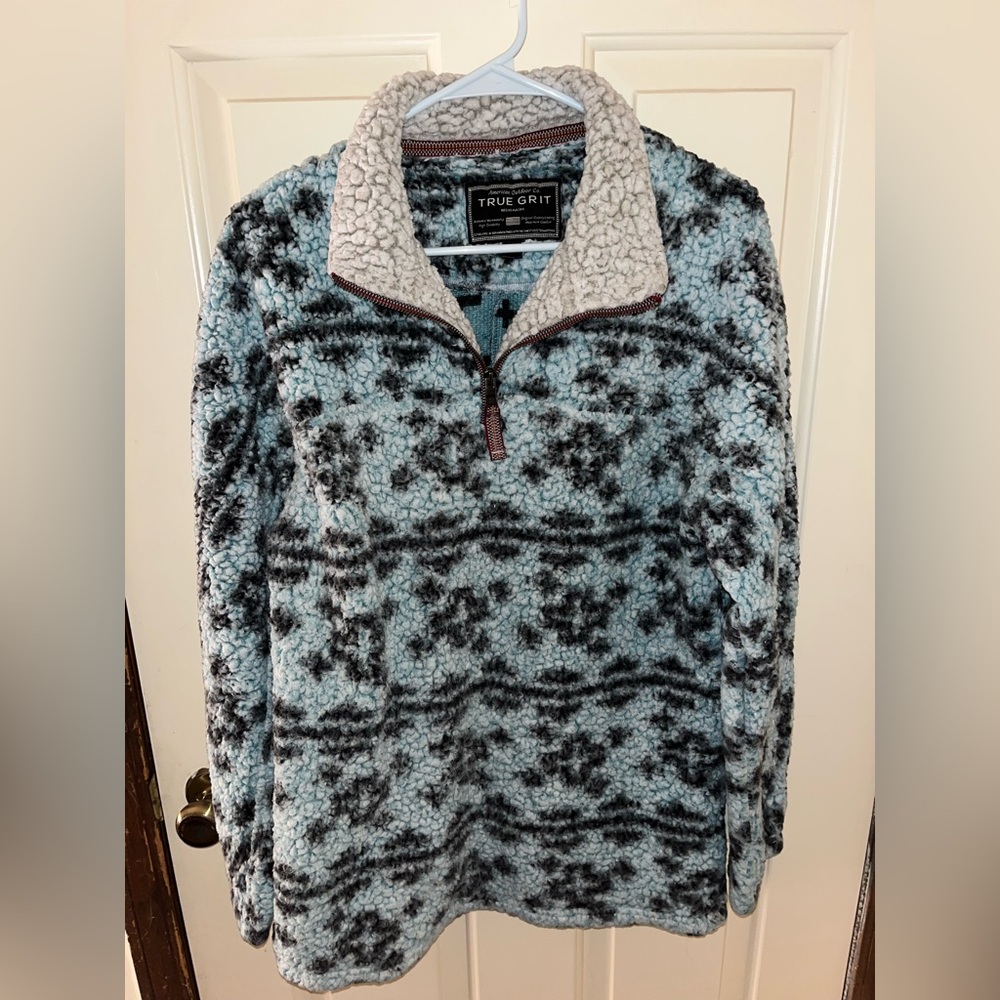 True Grit- COZY!! Women’s Frosty Tipped Tribal Aztec Sherpa 1/4 Zip Pullover